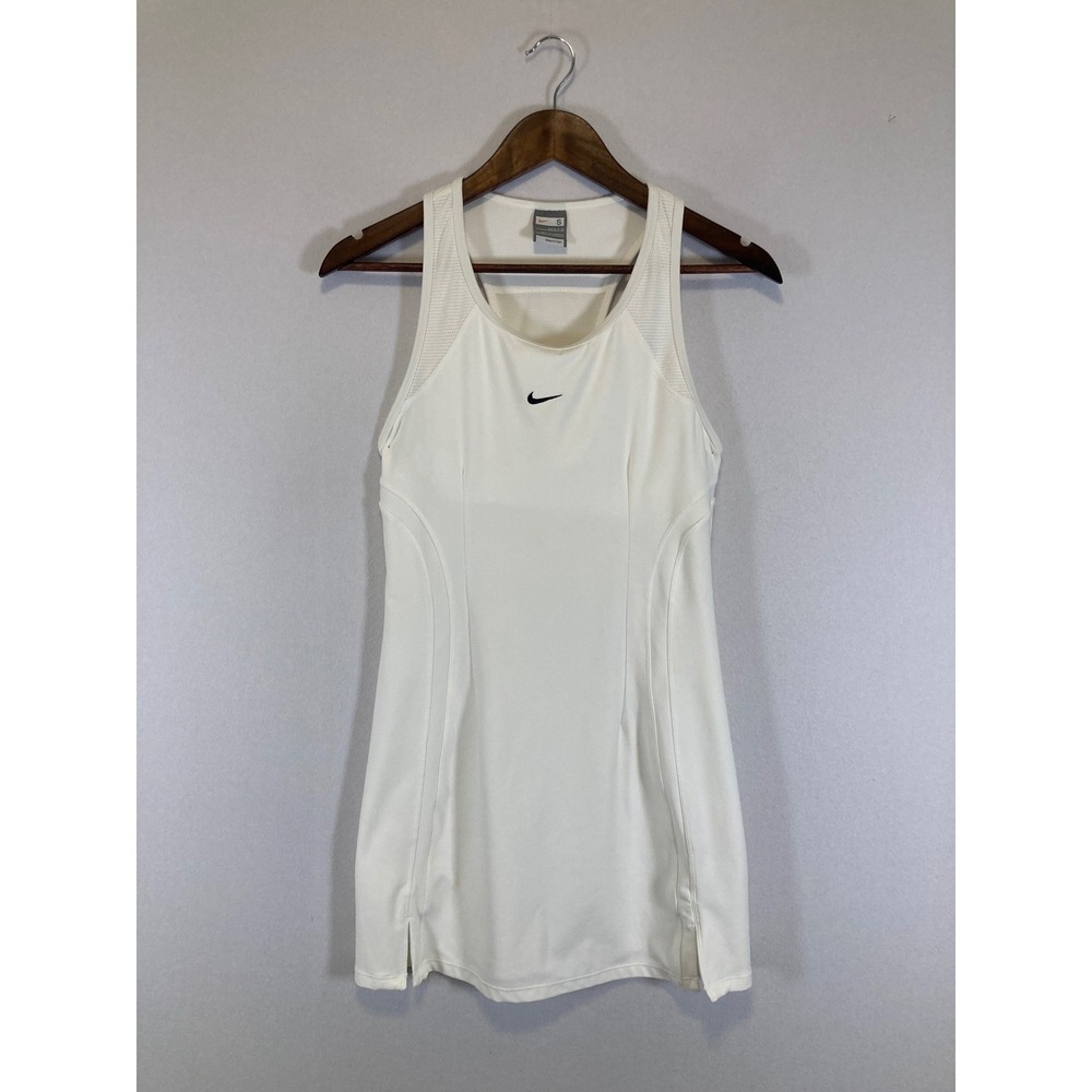 Nike Cream Tank Tennis Dress with Black Swoosh